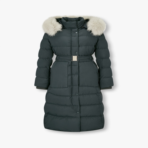 보브 여성 구스다운 사가 폭스퍼 슬림 후드 롱 패딩 벨티드 점퍼 7124417507