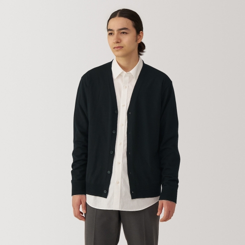 MUJI 남성 워셔블 울 하이 게이지 V넥 가디건 AA0PFA4A