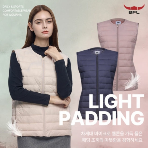 이지바이 BFL 첫눈처럼 여성 웰론 나일론 보온 초경량 패딩 조끼 M5WV13