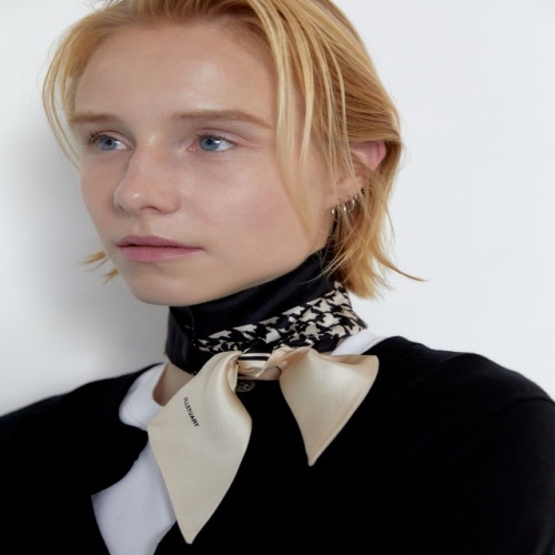 질스튜어트 블랙 베이지 하운드투스 롱 스카 JASC4F500BK