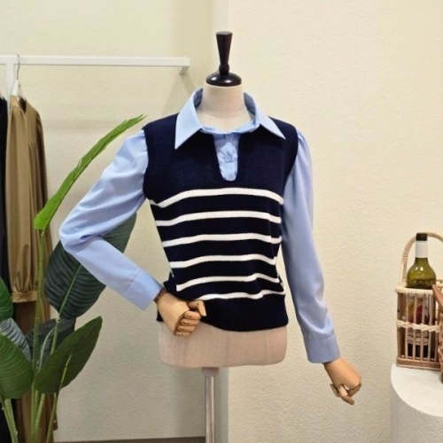 포커스 FF4H3KT30695_셔츠 레이어드 스트라이프 니트