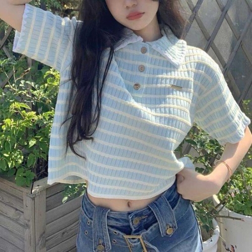 비스코스 XBK8HI6M_48 카라넥 스트라이프 반팔 티셔츠