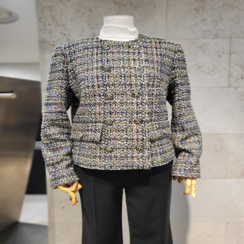 더아이잗컬렉션 여성 더블 브레스트 트위드 자켓 CP9A0JK091