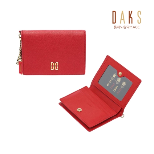 닥스 여성 레드 컷팅로고 카드지갑_DCWA3E002R2