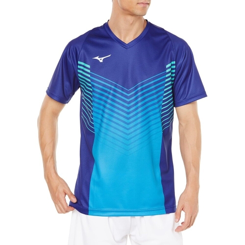 미즈노  배드민턴복 테니스웨어 배드민턴웨어 퀵 드라이 게임 셔츠 땀 흡수성 퀵 드라이 다이나모션 핏 72MA1004 남녀공용 성인용..