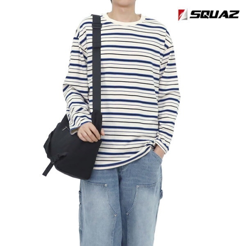 스콰즈 남자 캐쥬얼 티셔츠 스트라이프티 오버핏 긴팔티 SRI046