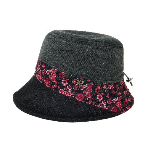 플릭앤플록 AAU003.꽃배색 중년여성 벙거지모자 엄마 할머니 외출 모자 버킷햇