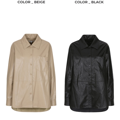 올리브데올리브 여성 에코 레더 볼륨 소매 셔츠 OL4WBA24