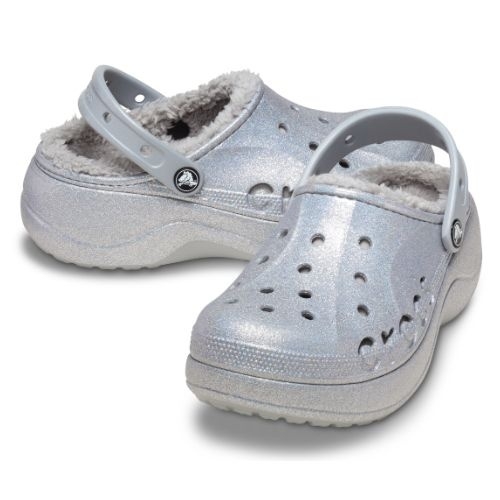 크록스 여성 바야 플랫폼 라인드 글리터 클로그_210451