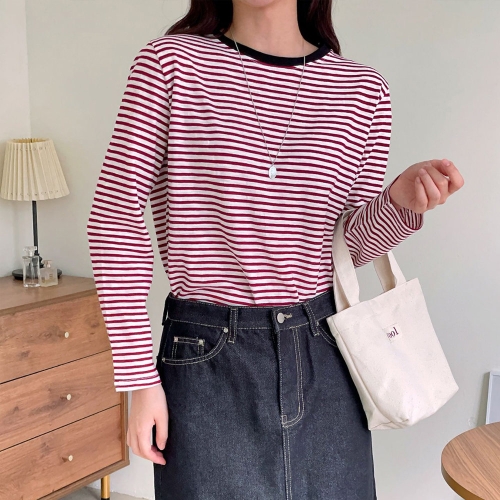 나야홍 빅사이즈 409 와플스트라이프긴팔티 DBNS698