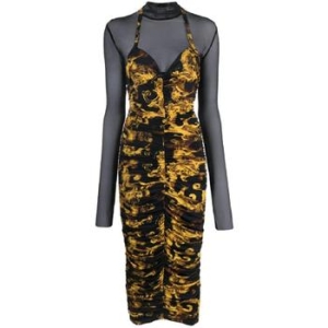 베르사체 바로코 프린트 주름 미디 드레스 76HAO9D8JS291 T