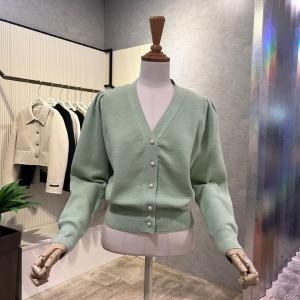 Ab.f.z AOY5ZY32G_V넥 크롭 진주 단추 가디건