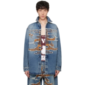 와이프로젝트 블루 파리 베스트 패치 데님 셔츠 242893M192007