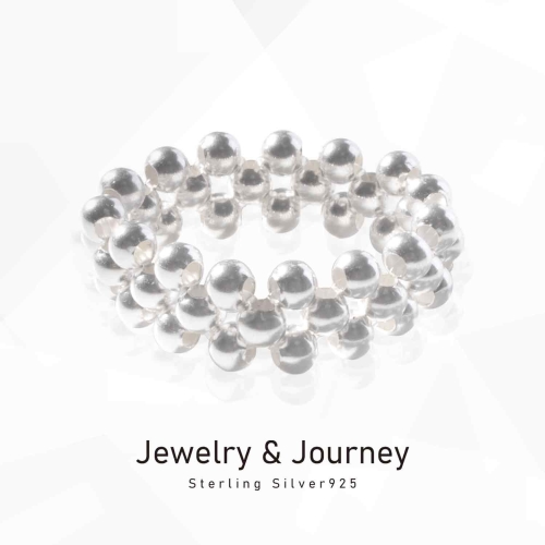 제이앤제이  실버925 트리플 실버볼 밴딩 반지 JRS004