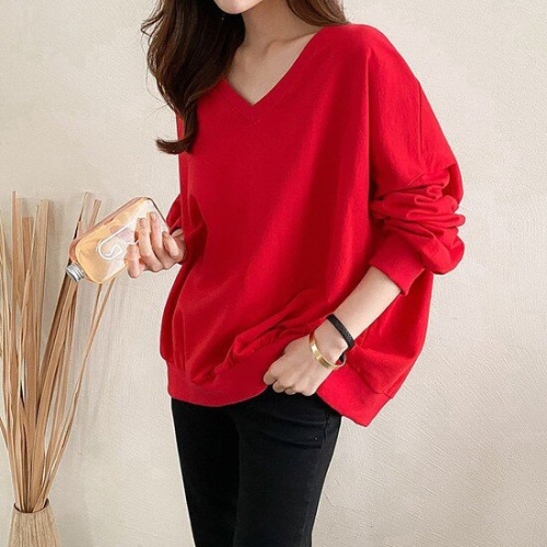 나야홍 아이우먼 빅사이즈 409 파임브이넥밴딩맨투맨 DILE639