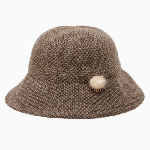 헤지스 여성 베이지 짜임 울혼방 벙거지모자_HILG4F816I2