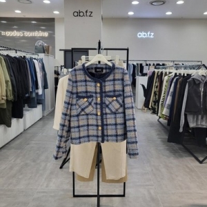 Ab.f.z AFY4HJ12/체크 짱 트위드 숏 자켓 55 블루