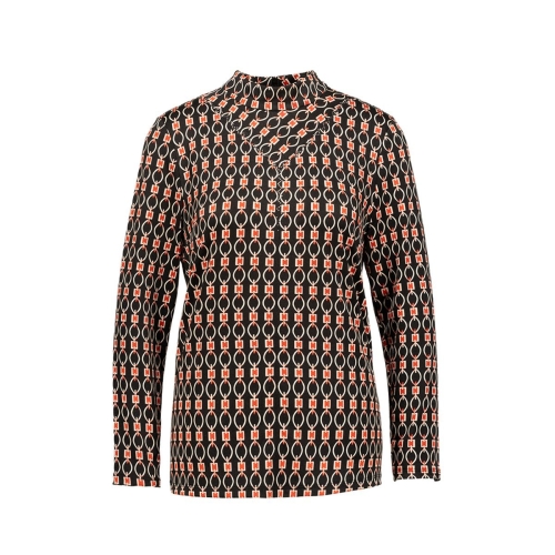 벨리시앙 반하이넥 기하학패턴 져지 블라우스 SZBL3331