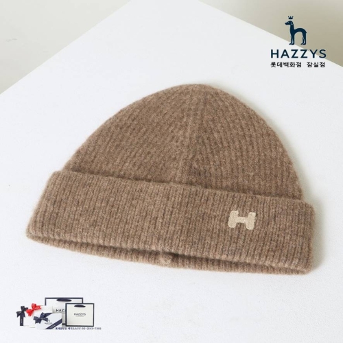 헤지스 여성 베이지 로고자수 울혼방 비니_HILG4F603I2