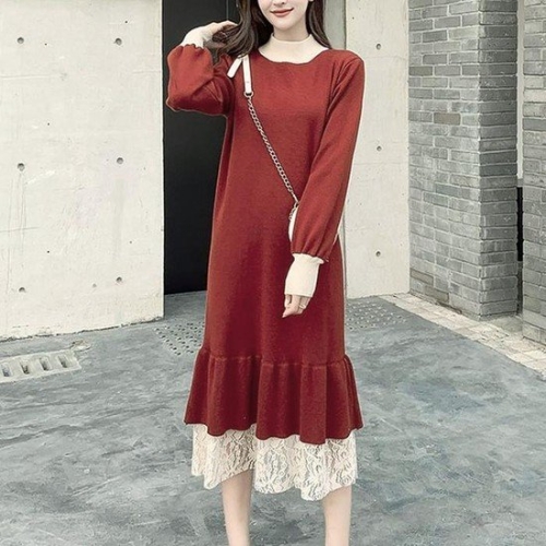 수프 BZEHK741_49 투톤 레이 릴 원피스 여친룩 봄원피스