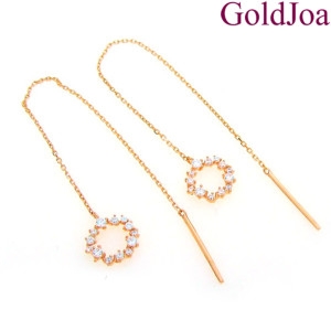 골드조아  세련된 원형 큐빅 롱 통과식 14k귀걸이 s-fn191se 선물