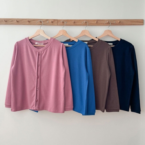 아이우먼 빅사이즈절개티 S822L410 투줄해피라운드긴팔티 BN