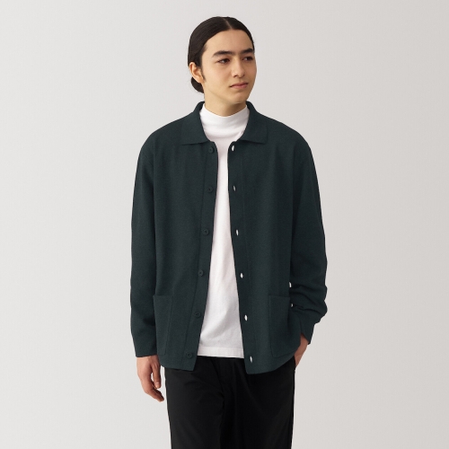 MUJI 남성 워셔블 밀라노 리브 셔츠 가디건 AA0RPA4A