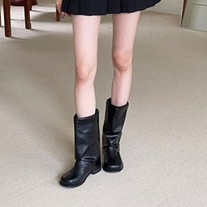 스콰즈 여성 롱부츠 가죽 워머 미들기장 부츠 SKR001