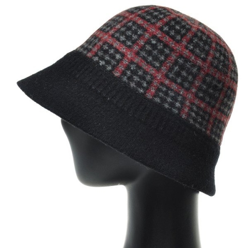 플릭앤플록 ACU022.펠트울 체크 중년여성 벙거지모자 엄마 할머니 겨울 외출 모자