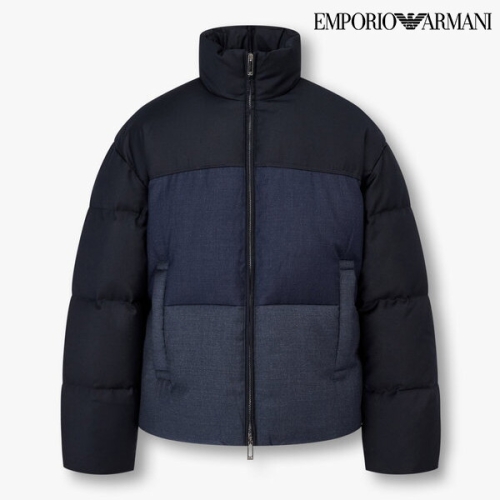 엠포리오아르마니 엠포리오 P 남성 하이넥 컬러 블록 다운 패딩 자켓 A514310022