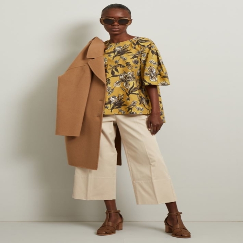 막스마라 아울렛 인트렌드 블라우스 카사카와 포펠리나 트렌드 지알로 오로 카키 BINGO 707338