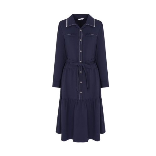 올리비아하슬러 배색카라 스티치 벨티드원피스_OHDFOP205