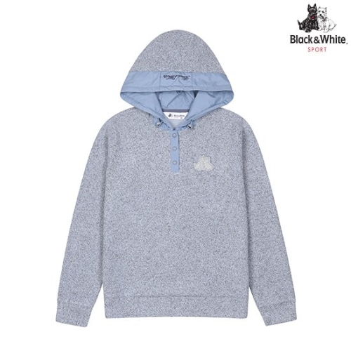 블랙앤화이트 여성 우븐패치 후드 티셔츠 9424LXSP_BLUE