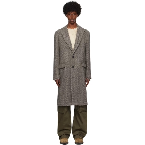 골든구스 그레이 헤링본 울 코트 242264M176000