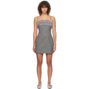 MSGM 그레이 플리스 트리밍 미니 드레스 242443F052003