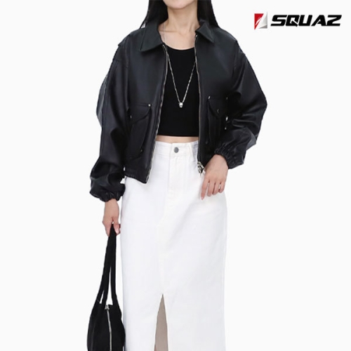 스콰즈 여성 가죽 투웨이 아우터 카라 레더자켓 SMOR050