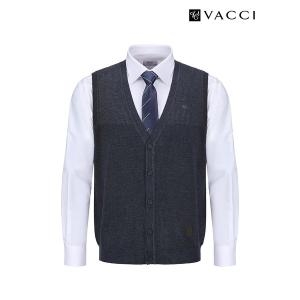 바찌 울 혼방 오픈 단추 니트 조끼 베스트 네이비 VK1N3BR102N0