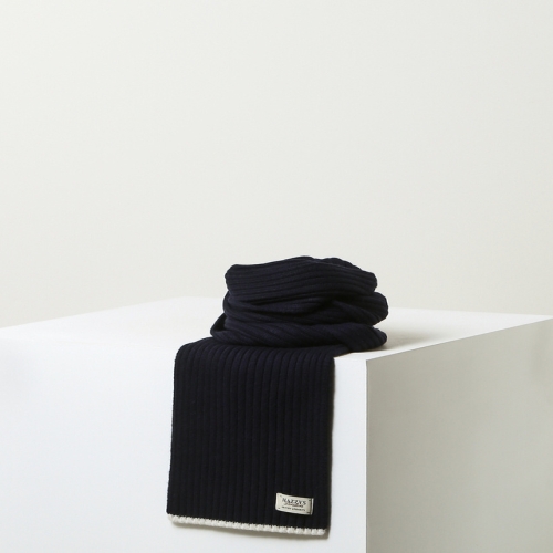 헤지스 네이비 라인배색 울캐시미어혼방 머플러_HJMU4F854N3