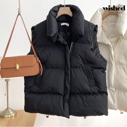위시드 하이넥 데일리 스트링 포켓 패딩 베스트 WIADVT001
