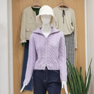 클리지 DP01 하이넥 니트집업 꽈배기 가디건 대동 CO8WKC16 S21808949