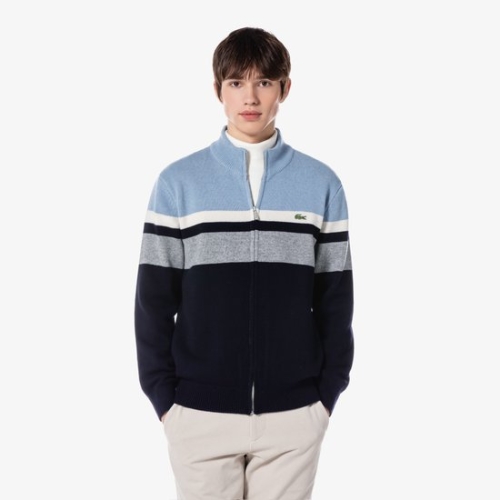 라코스테 남성 하이넥 컬러블럭 가디건_AH701E-54N SHI