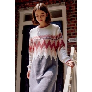 비너스 VEV3876L 포그니 노르딕 자카드 스웨터 원피스