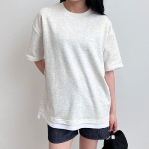 오노마 ONM 레이어드 반팔 라운드넥 국산 오버핏 캐주얼 20262106