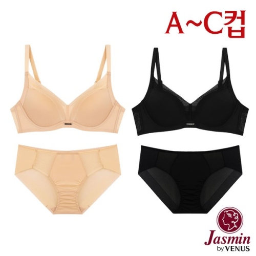 자스민 by AC컵 저중심 더블윙 와이어 브라팬티2종JBA02075A-90C