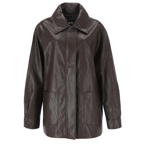 Ab.f.z 레더 하프 점퍼스타일 오버핏 재킷 APY4FFL1J