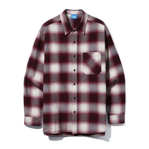 유씨엘에이 진유니 공용 오버핏 체크 원포켓 칼라셔츠 버건디 UAALS81