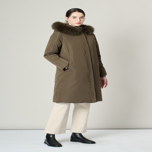 올앤선드리 여성 퍼 카라 후드 구스다운 A4WAF823