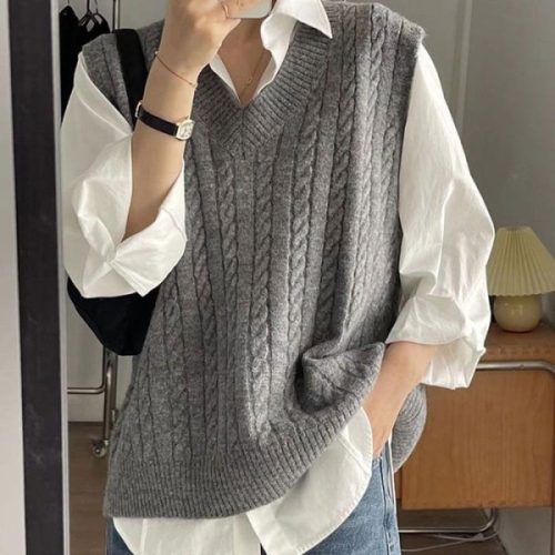 오노마 ONM 여성 기본 브이넥 니트 조끼 레이어드 20259822