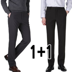 리빌모아 1+1 겨울신상 따스한 기모안감 스판 밴딩 남성 노턱 정장바지