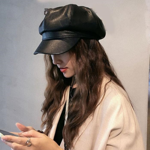 DW company D더블유 여성 시크 페이크 레더 팔각모 벙거지 햇 23463272